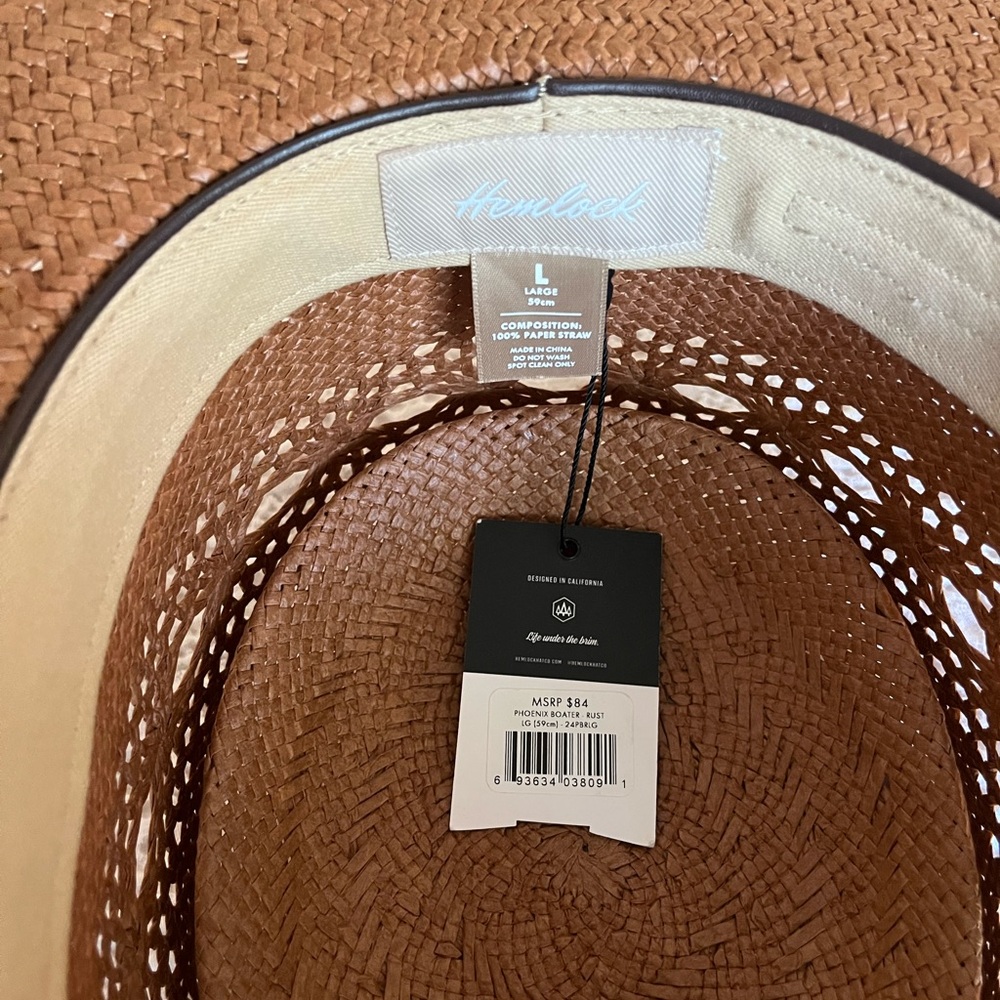 Hemlock Hat Co. Women’s Phoenix Boater Hat in Rust - Picture 7 of 8